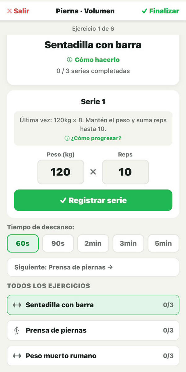 Rutina adaptada al deporte