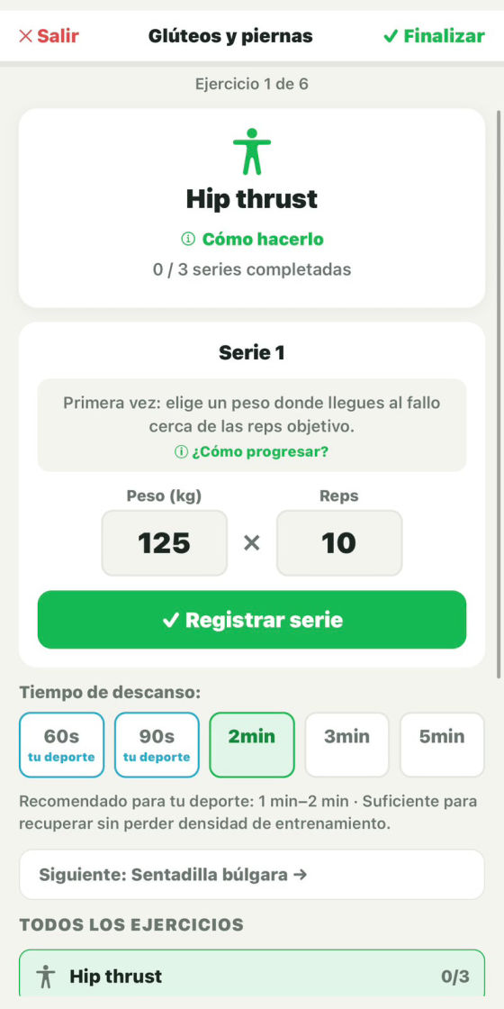 Sesión de gimnasio en NyTia