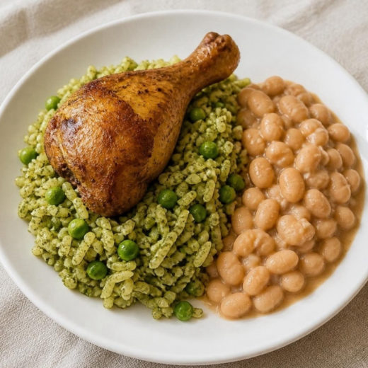 Arroz con pollo y frijoles