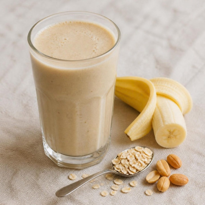 Batido de avena, plátano y maní
